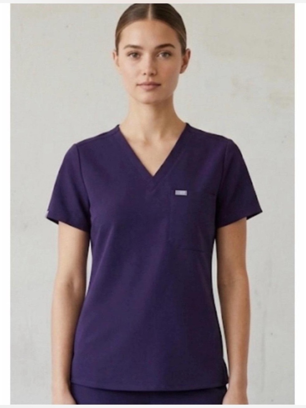 Figs Women’s V-Neck Scrub Top - Deep Purple